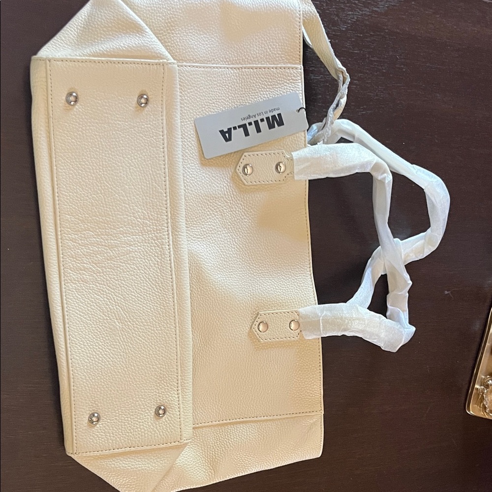 Cream Leather Tote Bag